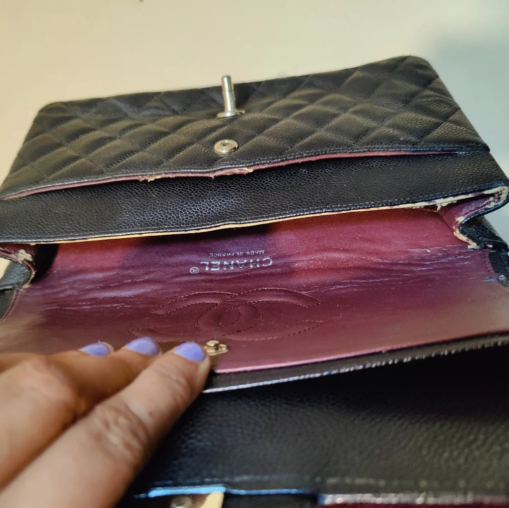 Chanel Black Quilted Caviar Medium Classic Double Flap - 15944875 serial number - Picture 13 of 16